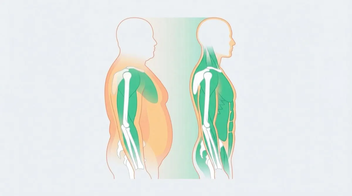 Illustration de la composition corporelle avec tissu musculaire et adipeux