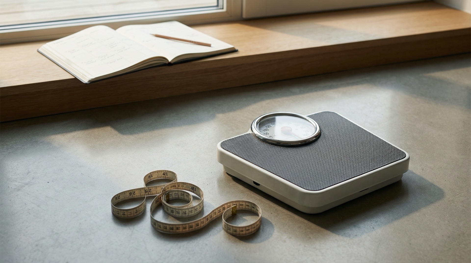 Bilancia e grafico che mostrano l'andamento del peso dopo la sospensione dei peptidi GLP-1