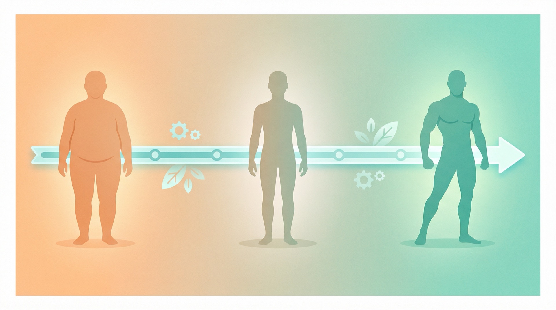Timeline visiva dei risultati con peptidi GLP-1 dalla settimana 1 alla settimana 12