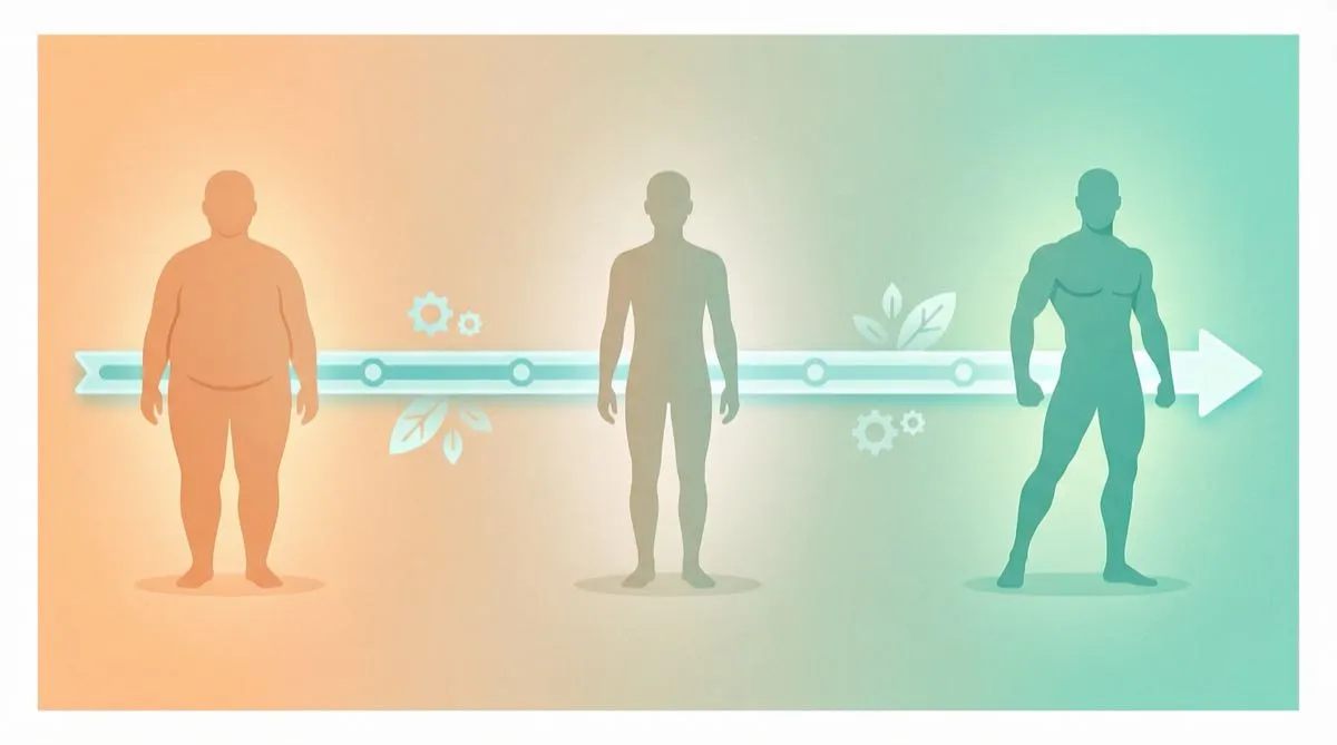 Chronologie visuelle des résultats avec les peptides GLP-1 de la semaine 1 à la semaine 12