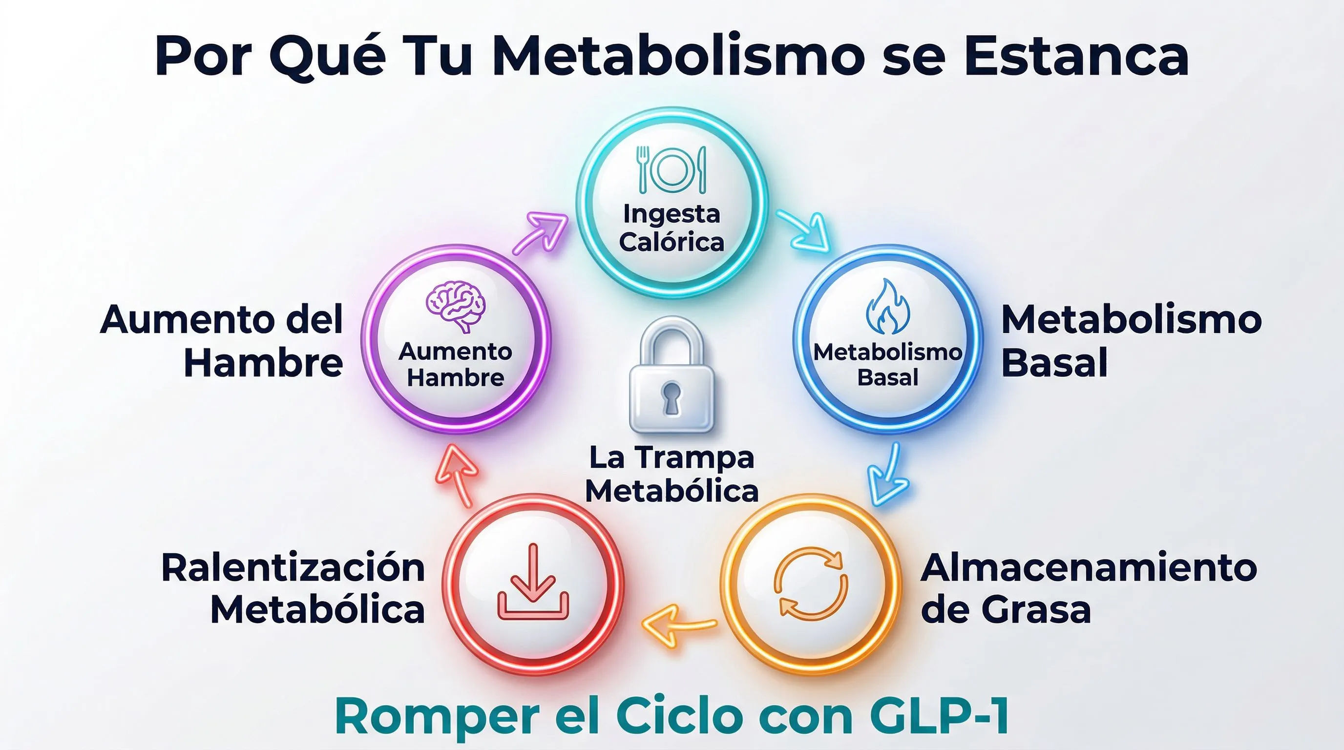 Infografía ciclo metabólico: la trampa metabólica y cómo el GLP-1 la rompe