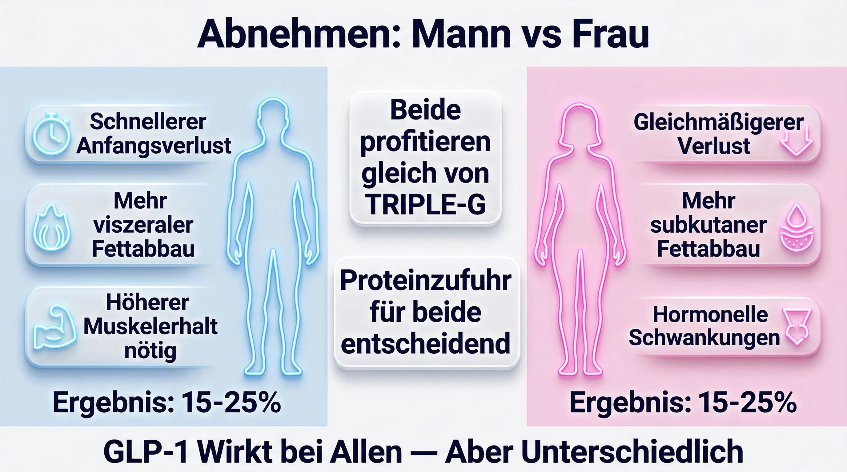 Abnehmen Männer vs. Frauen Infografik: Unterschiede und Gemeinsamkeiten mit GLP-1