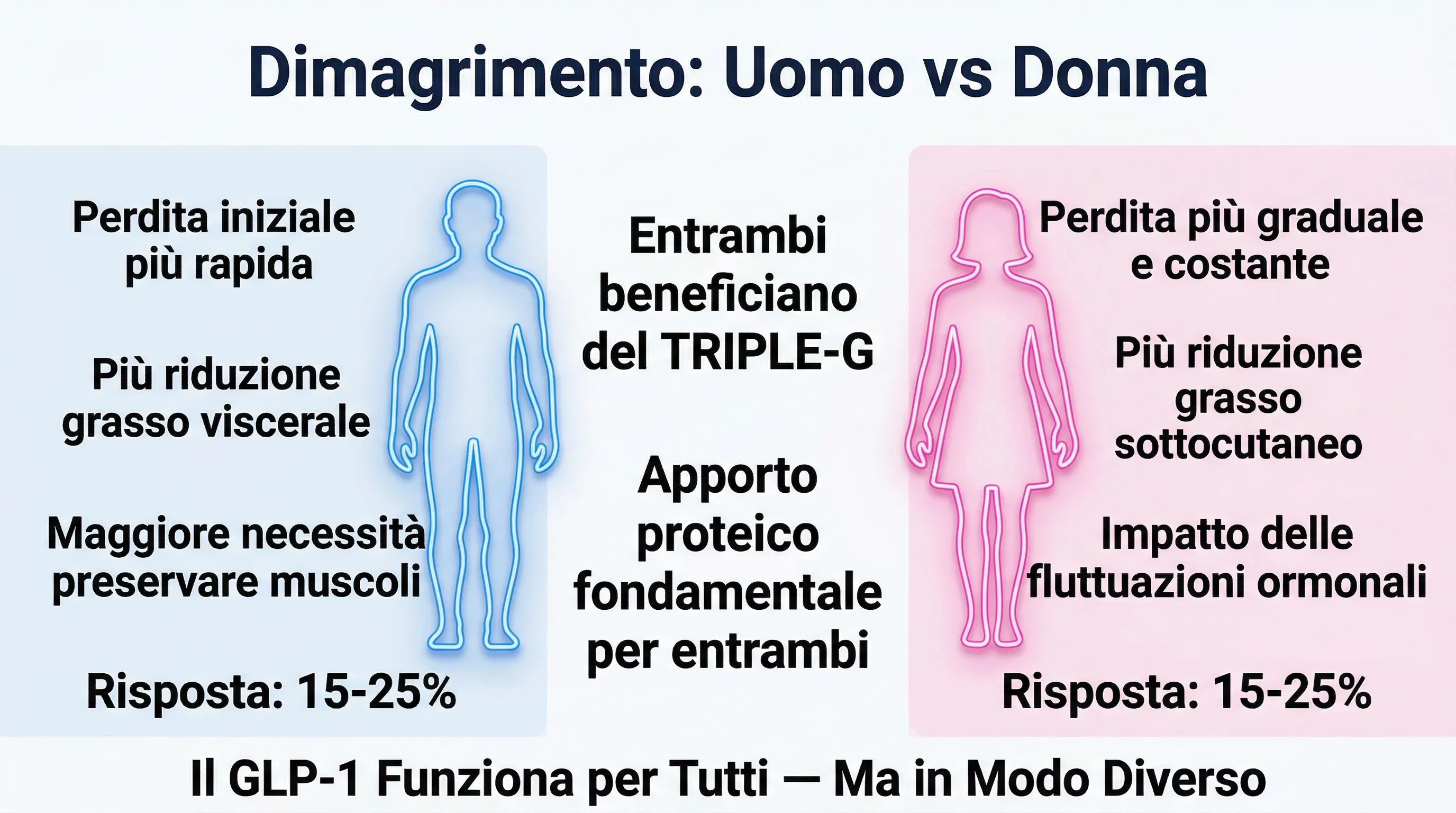 Infografica perdita peso uomo vs donna: differenze e similarità con GLP-1